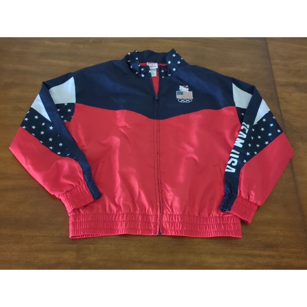 Girls Sanrio Hello Kitty x Team USA Olympics Track Zip Up Jacket size 14/16 GUC